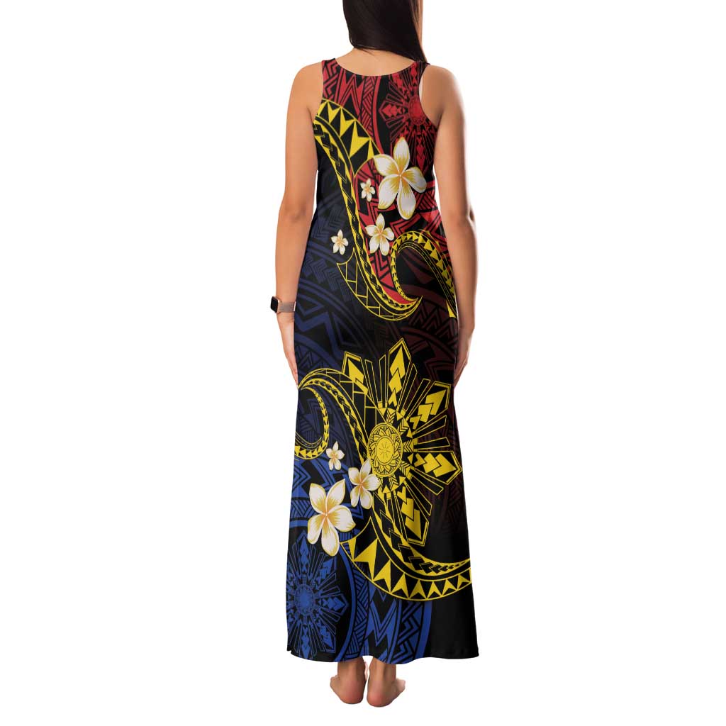 Philippines Spirit Tribal Sun Plumeria Family Matching Tank Maxi Dress and Hawaiian Shirt Red And Blue Polynesian Pattern LT01 - Polynesian Pride