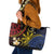 Philippines Spirit Tribal Sun Plumeria Leather Tote Bag Red And Blue Polynesian Pattern