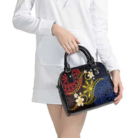 Philippines Spirit Tribal Sun Plumeria Shoulder Handbag Red And Blue Polynesian Pattern