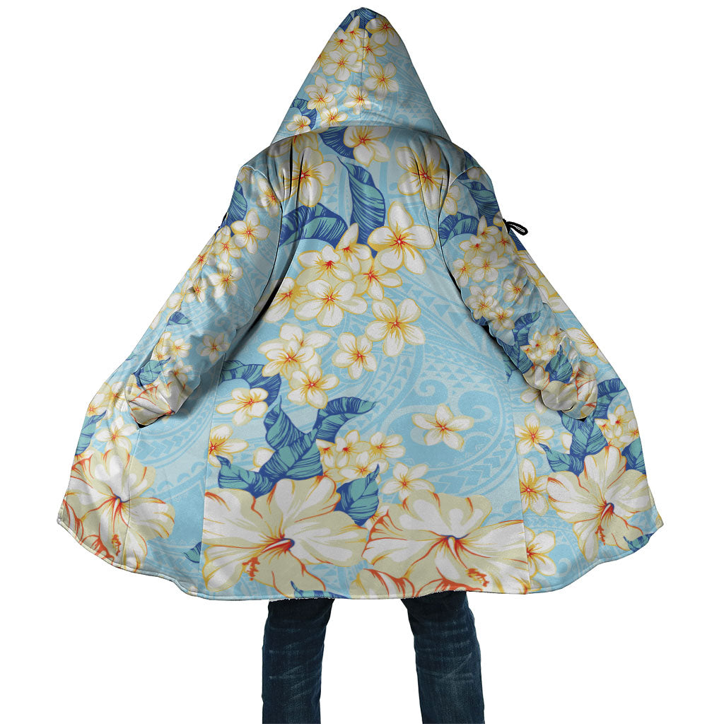 Hawaii Hibiscus Plumeria Blue Cloak Polynesian Pattern