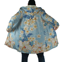 Hawaii Hibiscus Plumeria Blue Cloak Polynesian Pattern