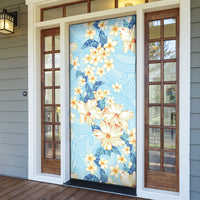 Hawaii Hibiscus Plumeria Blue Door Cover Polynesian Pattern