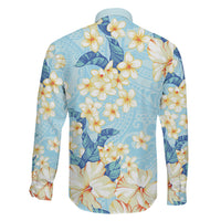Hawaii Hibiscus Plumeria Blue Family Matching Tank Maxi Dress and Hawaiian Shirt Polynesian Pattern