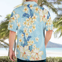 Hawaii Hibiscus Plumeria Blue Hawaiian Shirt Polynesian Pattern