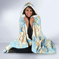 Hawaii Hibiscus Plumeria Blue Hooded Blanket Polynesian Pattern