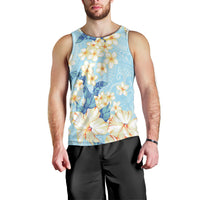 Hawaii Hibiscus Plumeria Blue Men Tank Top Polynesian Pattern LT01 - Polynesian Pride
