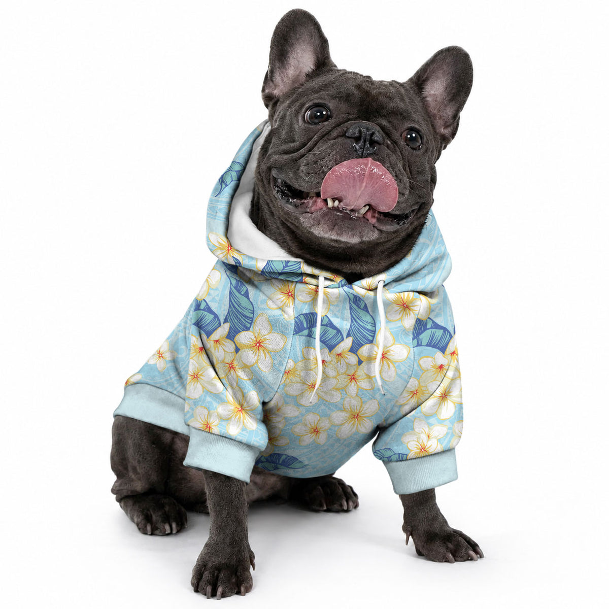 Hawaii Hibiscus Plumeria Blue Pet Hoodie Polynesian Pattern LT01 - Polynesian Pride