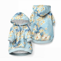 Hawaii Hibiscus Plumeria Blue Pet Hoodie Polynesian Pattern LT01 Pullover Blue - Polynesian Pride