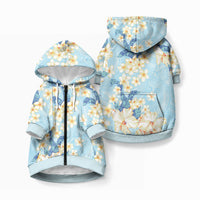 Hawaii Hibiscus Plumeria Blue Pet Hoodie Polynesian Pattern LT01 Zip-up Blue - Polynesian Pride
