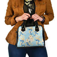Hawaii Hibiscus Plumeria Blue Shoulder Handbag Polynesian Pattern