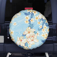 Hawaii Hibiscus Plumeria Blue Spare Tire Cover Polynesian Pattern