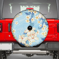 Hawaii Hibiscus Plumeria Blue Spare Tire Cover Polynesian Pattern