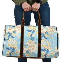 Hawaii Hibiscus Plumeria Blue Travel Bag Polynesian Pattern