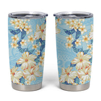 Hawaii Hibiscus Plumeria Blue Tumbler Cup Polynesian Pattern