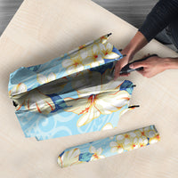 Hawaii Hibiscus Plumeria Blue Umbrella Polynesian Pattern