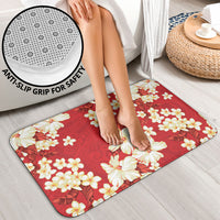 Hawaii Hibiscus Plumeria Red Bathroom Set Polynesian Pattern