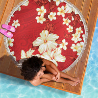 Hawaii Hibiscus Plumeria Red Beach Blanket Polynesian Pattern
