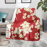 Hawaii Hibiscus Plumeria Red Blanket Polynesian Pattern
