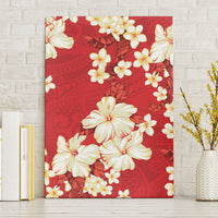 Hawaii Hibiscus Plumeria Red Canvas Wall Art Polynesian Pattern