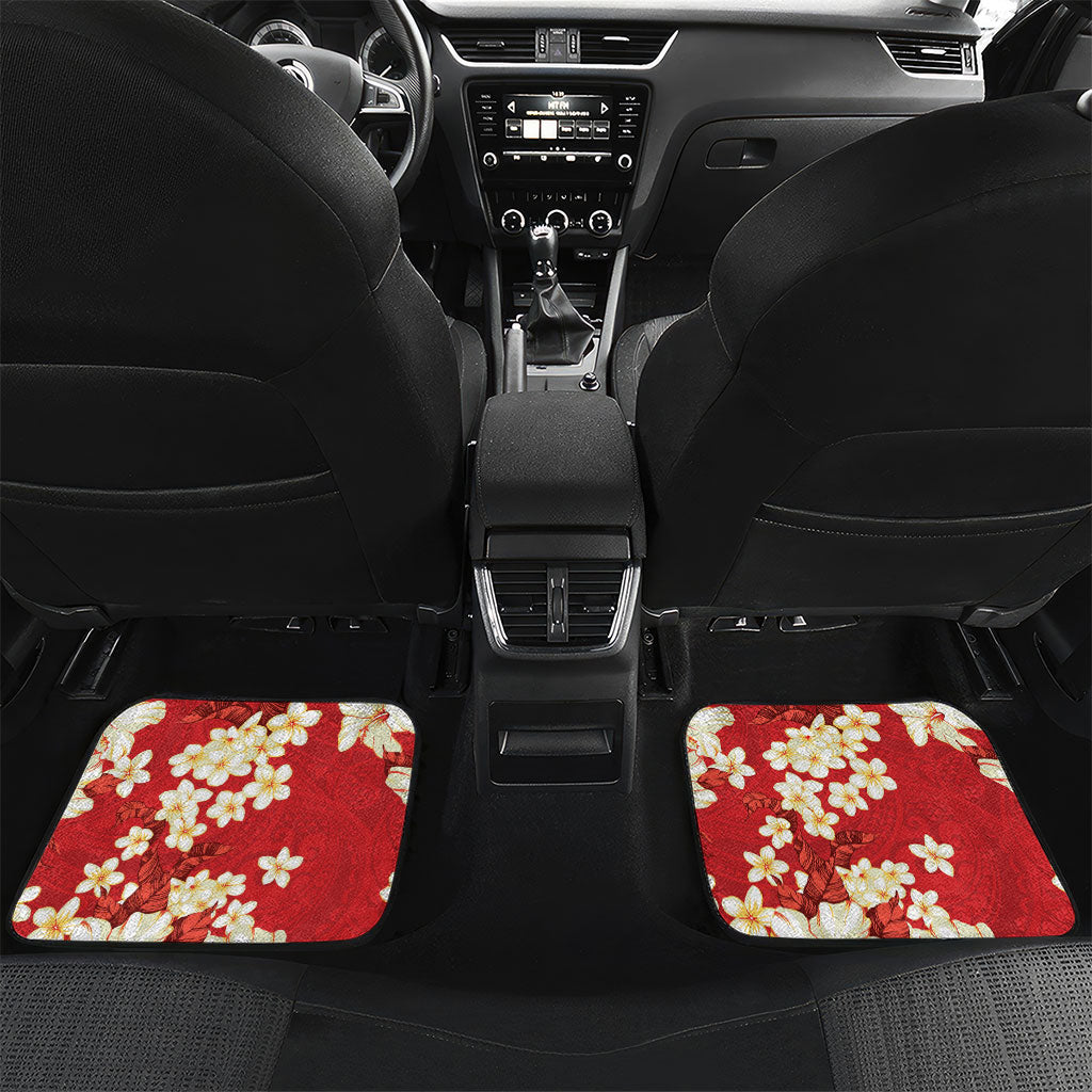 Hawaii Hibiscus Plumeria Red Car Mats Polynesian Pattern