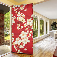 Hawaii Hibiscus Plumeria Red Door Cover Polynesian Pattern