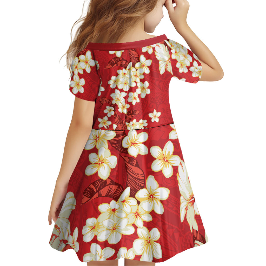 Hawaii Hibiscus Plumeria Red Family Matching Mermaid Dress and Hawaiian Shirt Polynesian Pattern