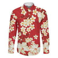 Hawaii Hibiscus Plumeria Red Family Matching Summer Maxi Dress and Hawaiian Shirt Polynesian Pattern