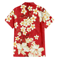 Hawaii Hibiscus Plumeria Red Family Matching Tank Maxi Dress and Hawaiian Shirt Polynesian Pattern
