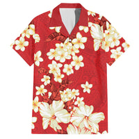Hawaii Hibiscus Plumeria Red Hawaiian Shirt Polynesian Pattern