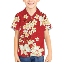 Hawaii Hibiscus Plumeria Red Hawaiian Shirt Polynesian Pattern