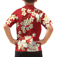 Hawaii Hibiscus Plumeria Red Hawaiian Shirt Polynesian Pattern
