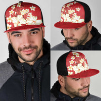 Hawaii Hibiscus Plumeria Red Mesh Trucker Cap Polynesian Pattern