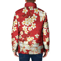 Hawaii Hibiscus Plumeria Red Padded Jacket Polynesian Pattern
