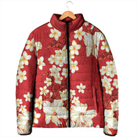 Hawaii Hibiscus Plumeria Red Padded Jacket Polynesian Pattern