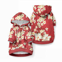 Hawaii Hibiscus Plumeria Red Pet Hoodie Polynesian Pattern LT01 Pullover Red - Polynesian Pride