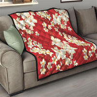 Hawaii Hibiscus Plumeria Red Quilt Polynesian Pattern