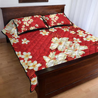 Hawaii Hibiscus Plumeria Red Quilt Bed Set Polynesian Pattern