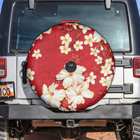 Hawaii Hibiscus Plumeria Red Spare Tire Cover Polynesian Pattern