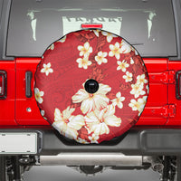 Hawaii Hibiscus Plumeria Red Spare Tire Cover Polynesian Pattern