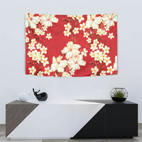 Hawaii Hibiscus Plumeria Red Tapestry Polynesian Pattern