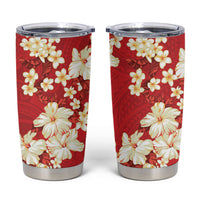 Hawaii Hibiscus Plumeria Red Tumbler Cup Polynesian Pattern