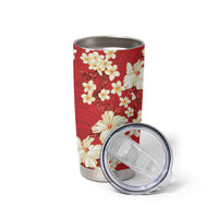 Hawaii Hibiscus Plumeria Red Tumbler Cup Polynesian Pattern