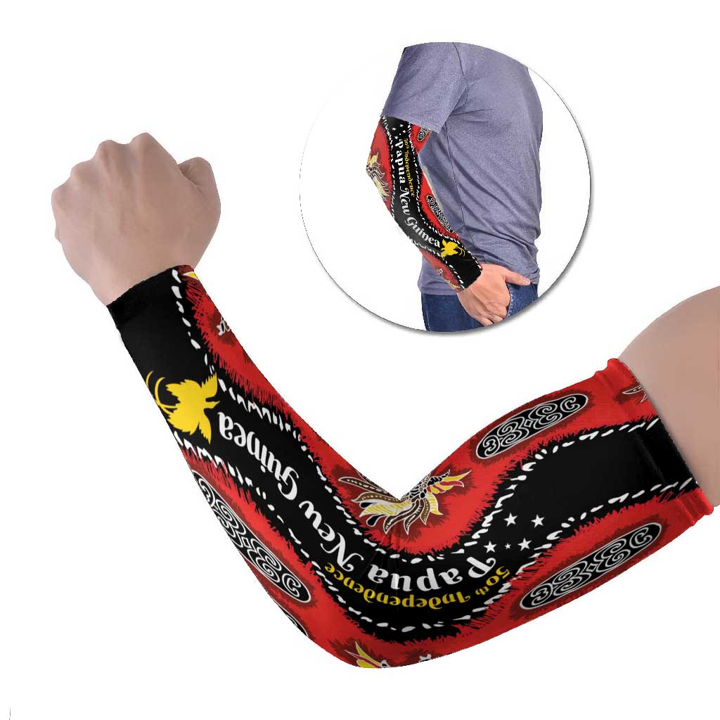 Papua New Guinea 50th Independence Arm Sleeves PNG Batik Pattern - Polynesian Pride