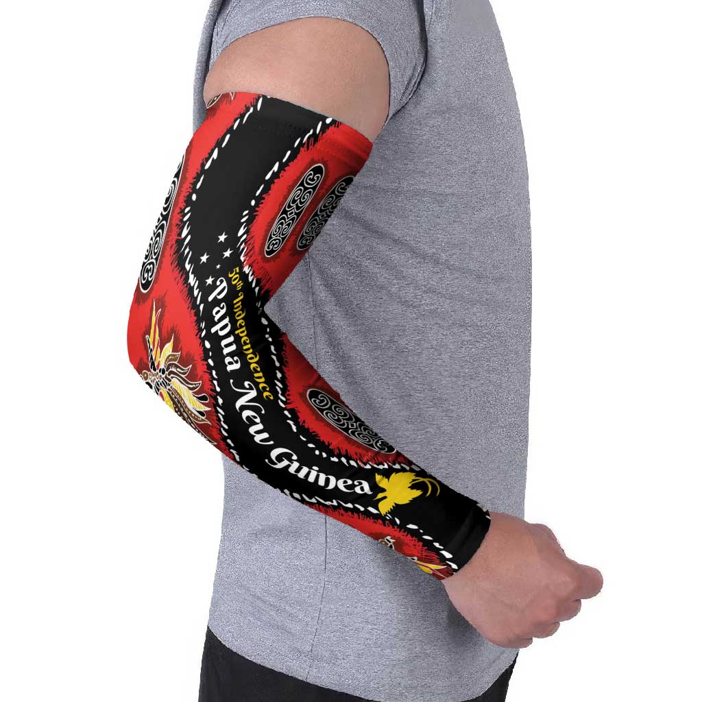 Papua New Guinea 50th Independence Arm Sleeves PNG Batik Pattern - Polynesian Pride