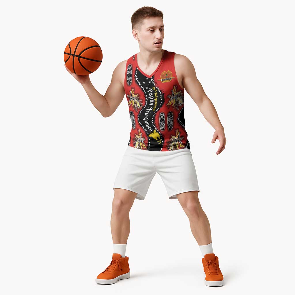 Papua New Guinea 50th Independence Basketball Jersey PNG Batik Pattern - Polynesian Pride