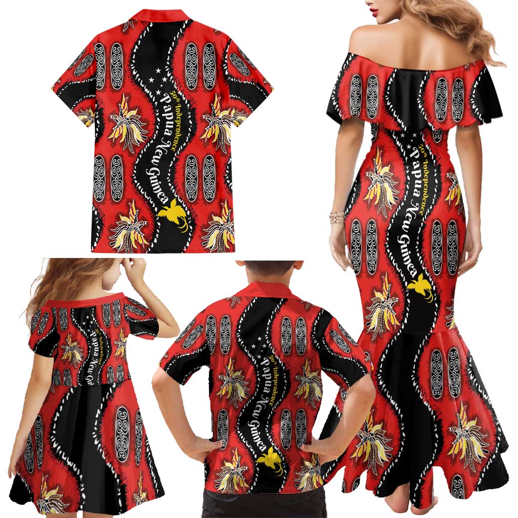 Papua New Guinea 50th Independence Family Matching Mermaid Dress and Hawaiian Shirt PNG Batik Pattern LT01 - Polynesian Pride