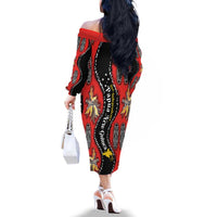 Papua New Guinea 50th Independence Family Matching Off The Shoulder Long Sleeve Dress and Hawaiian Shirt PNG Batik Pattern LT01 - Polynesian Pride