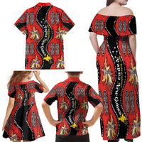 Papua New Guinea 50th Independence Family Matching Off Shoulder Maxi Dress and Hawaiian Shirt PNG Batik Pattern LT01 - Polynesian Pride