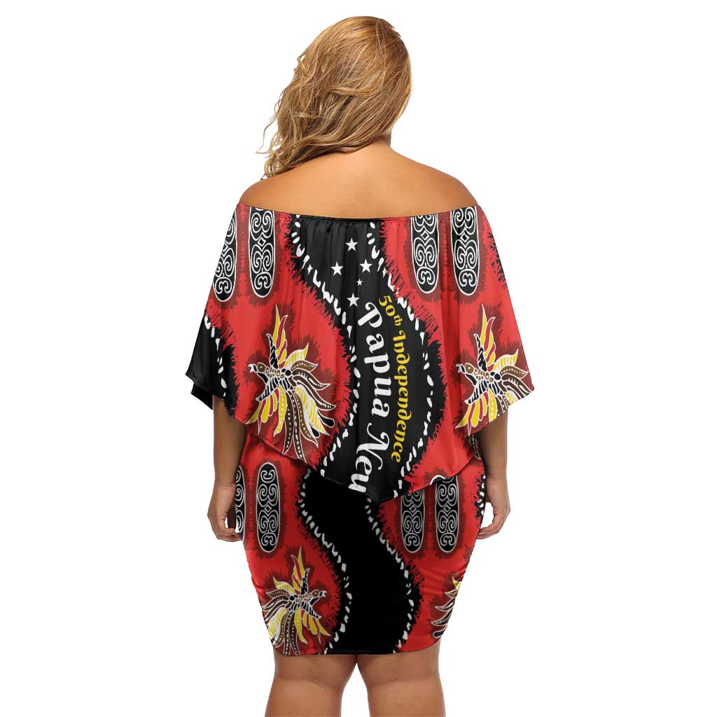Papua New Guinea 50th Independence Family Matching Off Shoulder Short Dress and Hawaiian Shirt PNG Batik Pattern LT01 - Polynesian Pride