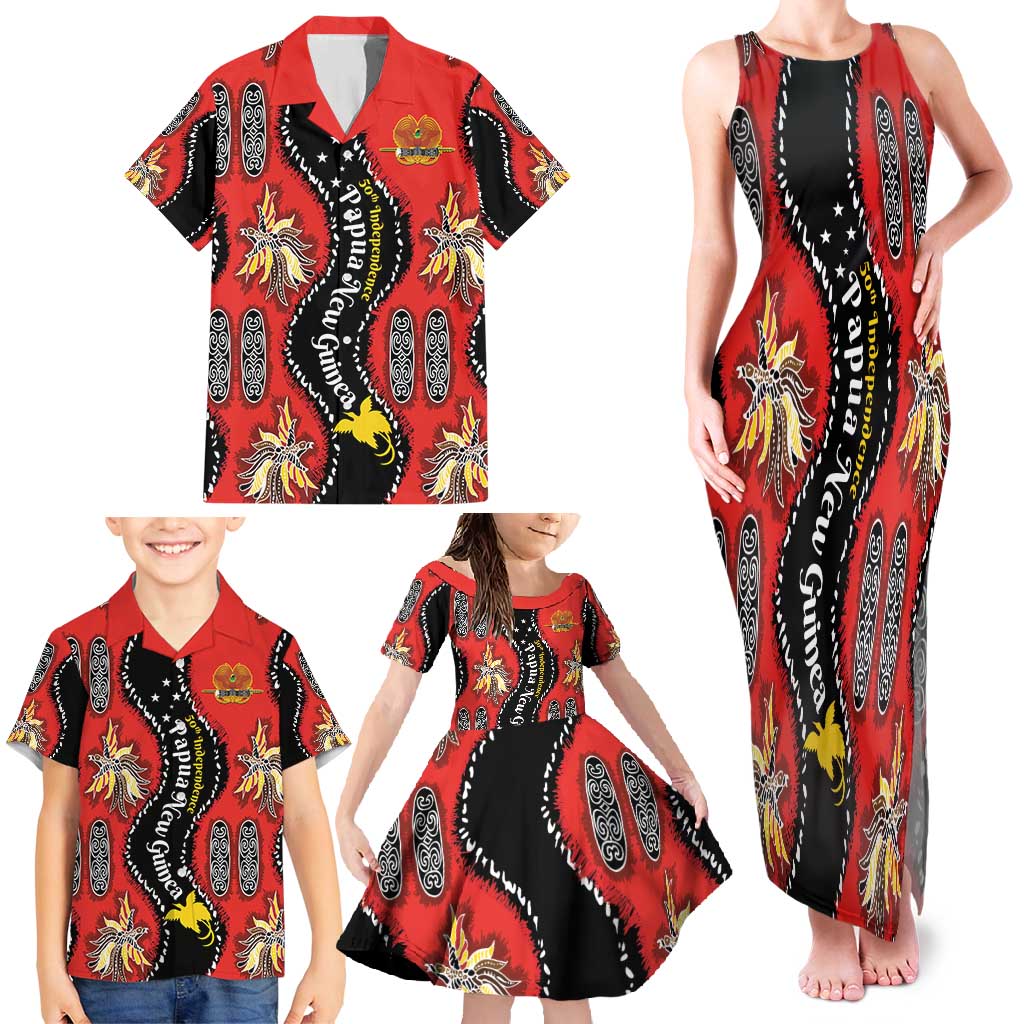Papua New Guinea 50th Independence Family Matching Tank Maxi Dress and Hawaiian Shirt PNG Batik Pattern LT01 - Polynesian Pride